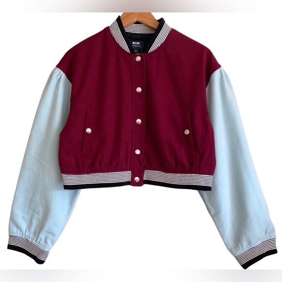 Anthropologie Jackets & Blazers - ANTHROPOLOGIE Maeve Wool Blend Maeve Colorblock Cropped Bomber Jacket Sz M NWT